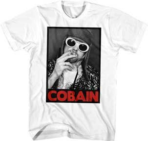 Kurt Cobain Smoking Box Photo White T-Shirt, Size: Small
