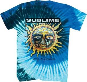 Sublime 40oz To Freedom Blue Tie-Dye T-Shirt, Size: Large