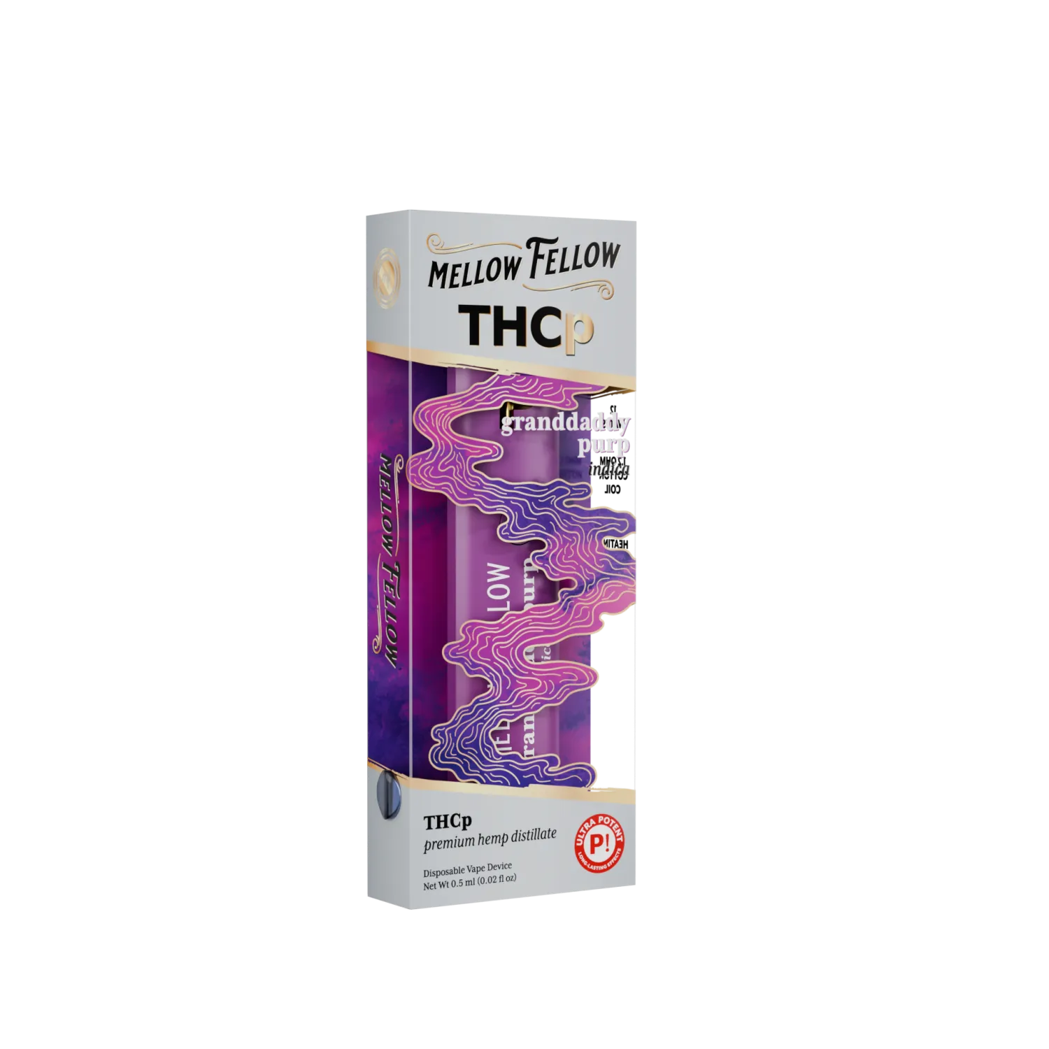Mellow Fellow Premium Disposable Vape 0.5ml THCP Granddaddy Purp (Indica)