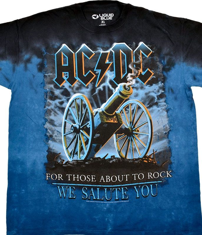 AC/DC 21 Gun Salute Tie-Dye T-Shirt, Size: 2X-Large