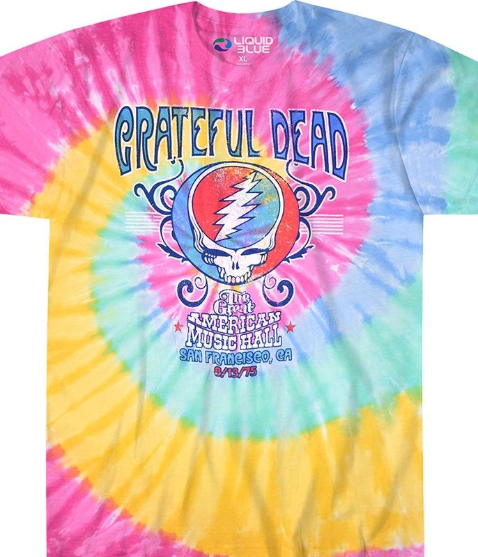 Grateful Dead American Music Hall Spiral Tie-Dye T-Shirt, Size: 2X-Large