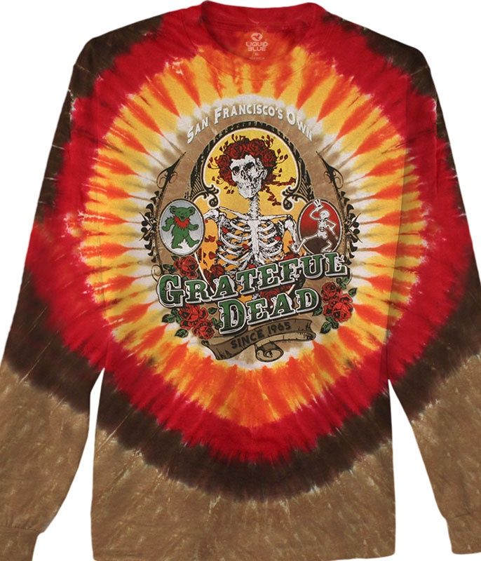 Grateful Dead Bay Area Beloved Tie-Dye Long Sleeve T-Shirt, Size: 2X-Large