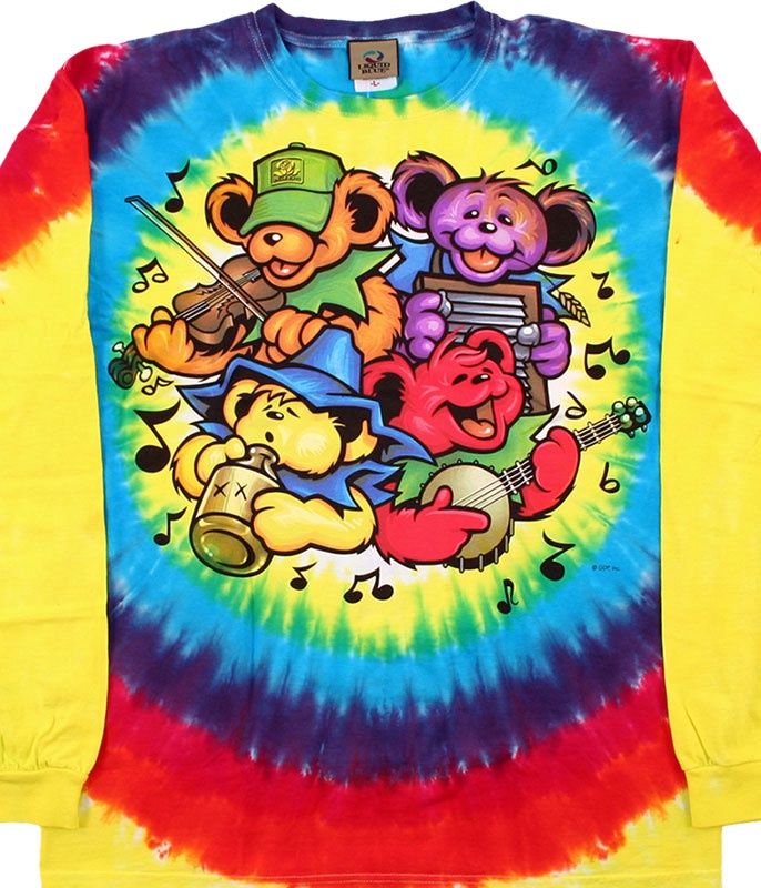 Grateful Dead Bear Jamboree Tie-Dye Long Sleeve T-Shirt, Size: 2X-Large