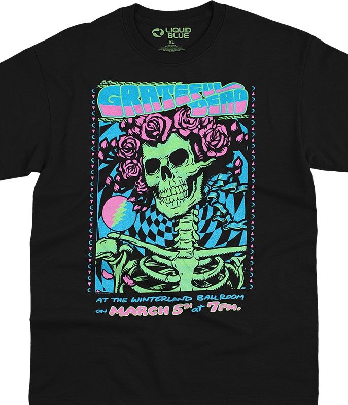 Grateful Dead Bertha Blacklight Black T-Shirt, Size: 2X-Large