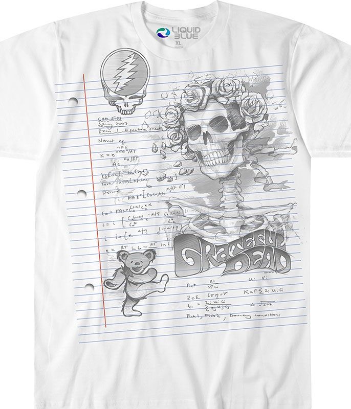 Grateful Dead GD Sketch White Athletic T-Shirt, Size: 2X-Large