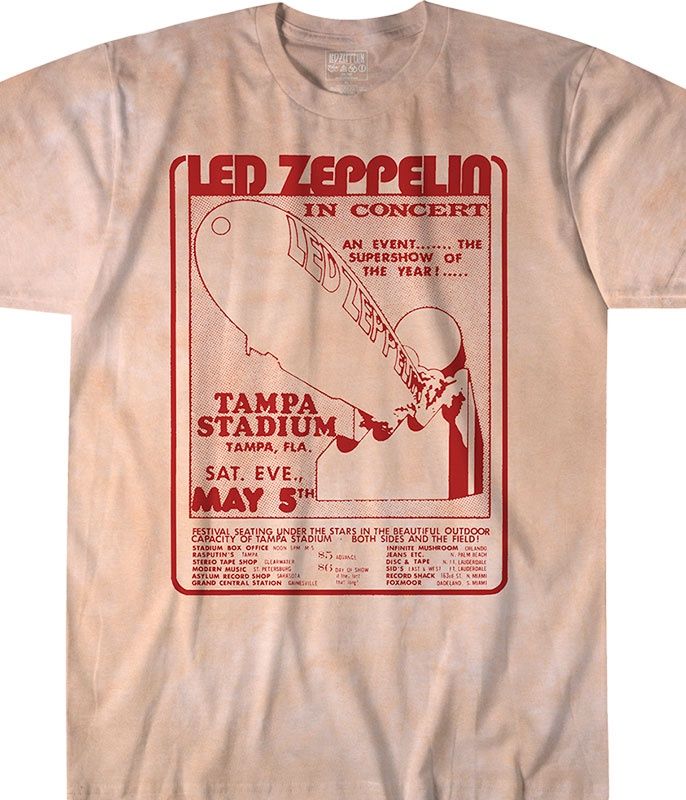 Led Zeppelin In Concert Tie-Dye T-Shirt, Size: 2X-Large