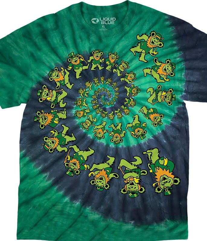 Grateful Dead Irish Spiral Bears Tie-Dye T-Shirt, Size: 2X-Large