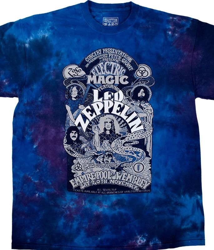 Led Zeppelin Wembley 71 Tie-Dye T-Shirt, Size: 2X-Large