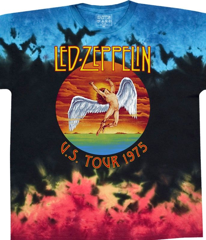 Led Zeppelin Icarus 1975 Tie-Dye T-Shirt, Size: 2X-Large