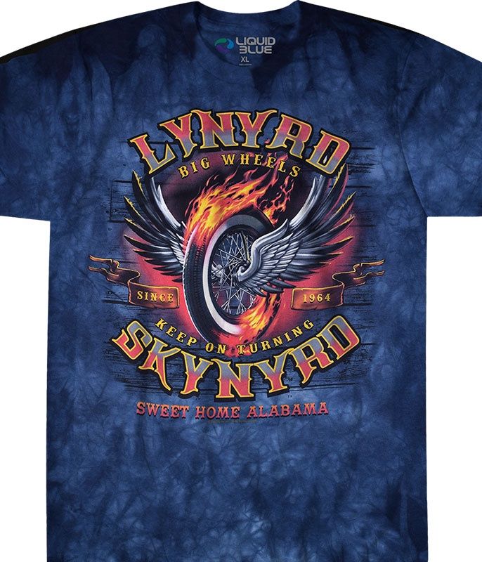 Lynyrd Skynyrd Big Wheels Tie-Dye T-Shirt, Size: 2X-Large