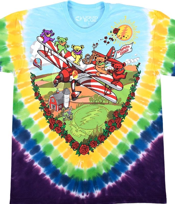 Grateful Dead Bi-Plane Bears Tie-Dye T-Shirt, Size: 2X-Large