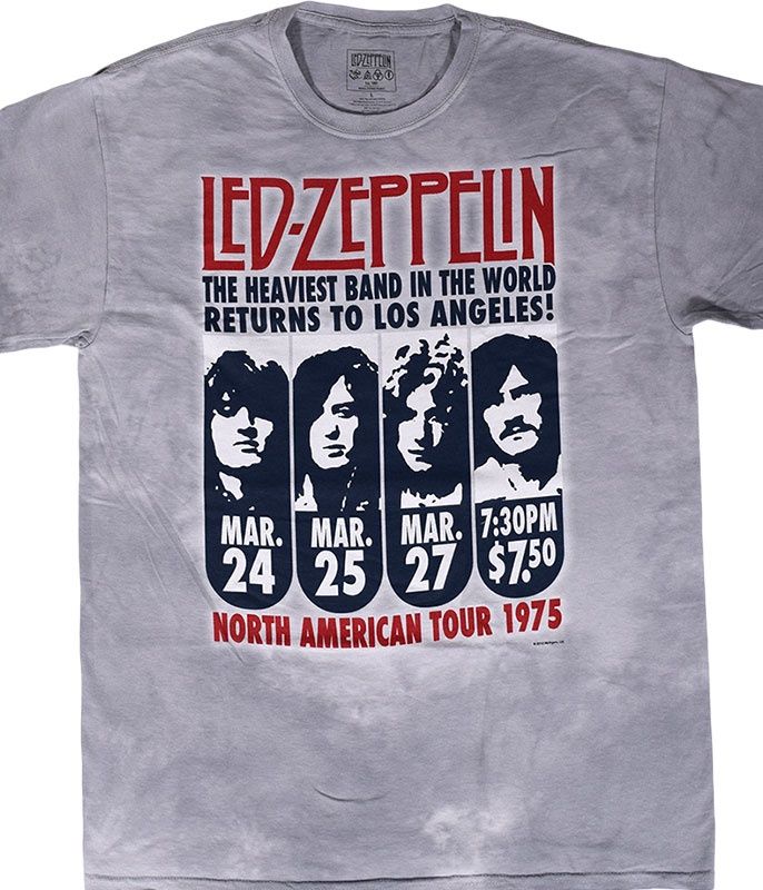 Led Zeppelin - Zeppelin LA 1975 Tie-Dye T-Shirt, Size: 2X-Large