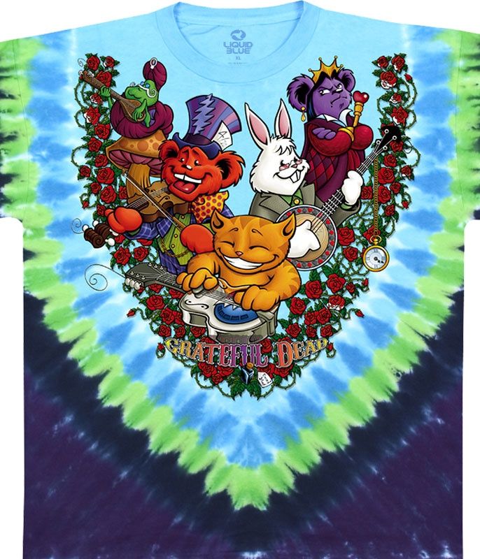 Grateful Dead Wonderland Jamband Tie-Dye T-Shirt, Size: 2X-Large