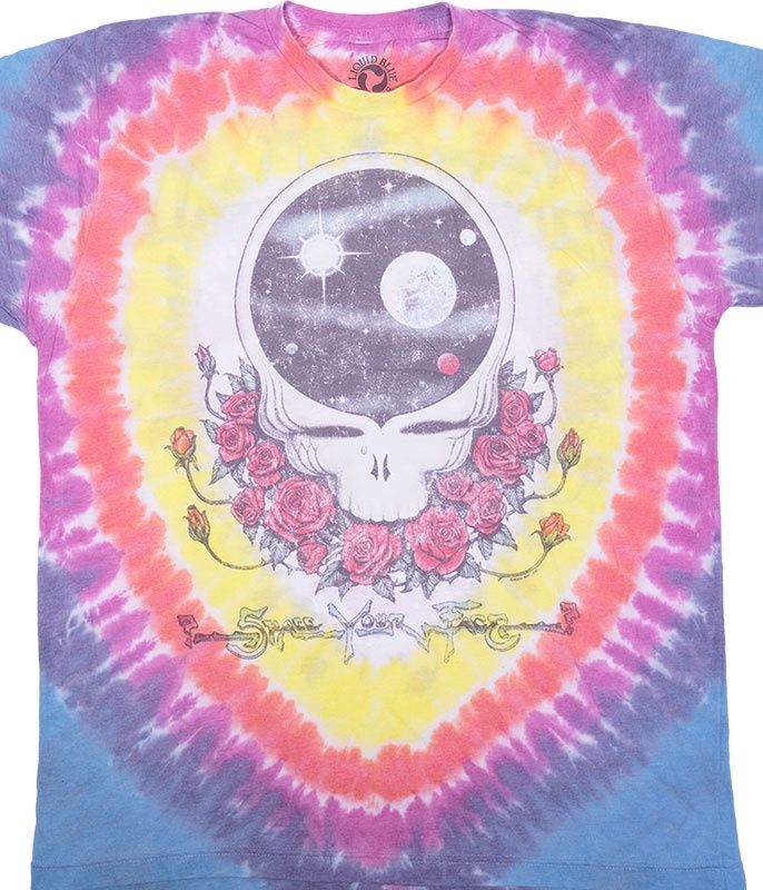 Grateful Dead Vintage Space Your Face Poly-Cotton Tie-Dye T-Shirt, Size: 2X-Large