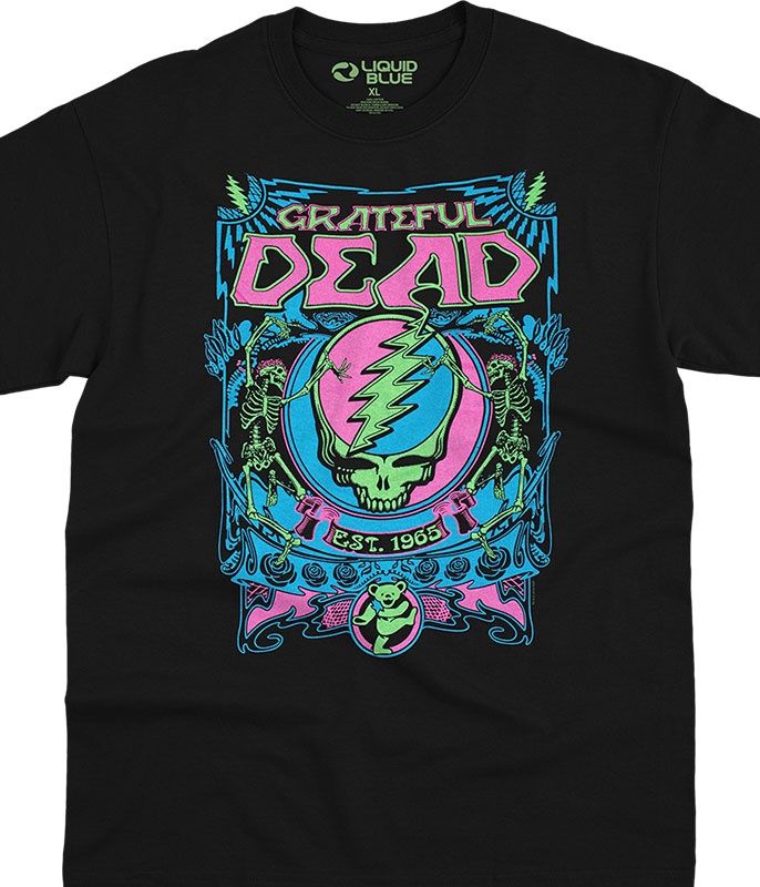 Grateful Dead SYF Blacklight Black T-Shirt, Size: 2X-Large