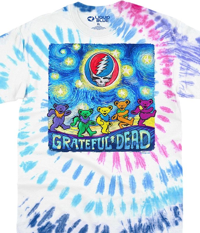 Grateful Dead Starry Bears Tie-Dye T-Shirt, Size: 2X-Large