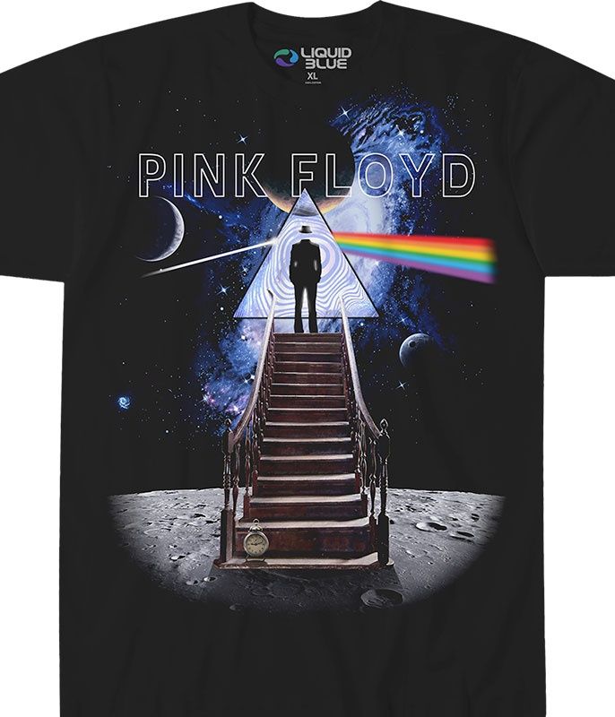 Pink Floyd Stairway to the Moon Black Athletic T-Shirt, Size: 2X-Large