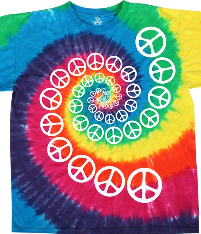 Rainbow Spiral Peace Tie-Dye T-Shirt, Size: 2X-Large