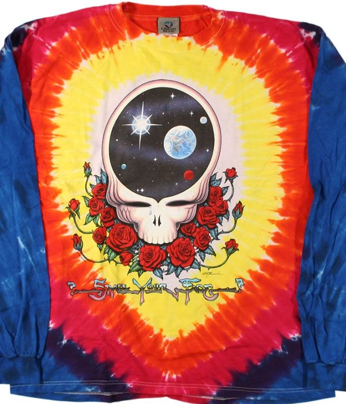 Grateful Dead Space Your Face Tie-Dye Long Sleeve T-Shirt, Size: 2X-Large