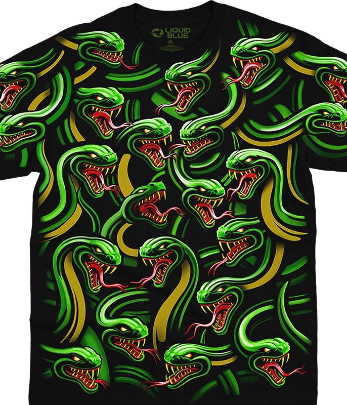 Snake Pile Black T-Shirt, Size: 2X-Large