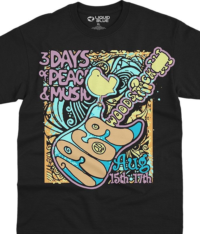 Peace And Music Black T-Shirt, Size: 2X-Large