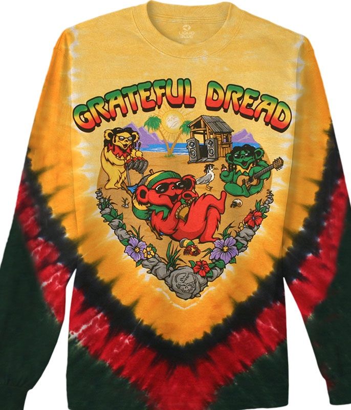 Grateful Dead Positive Vibrations Tie-Dye Long Sleeve T-Shirt, Size: 2X-Large