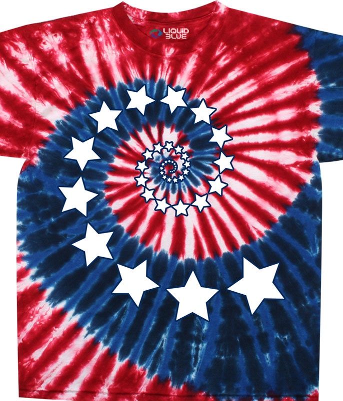 Stars And Stripes Spiral Tie-Dye T-Shirt, Size: 2X-Large