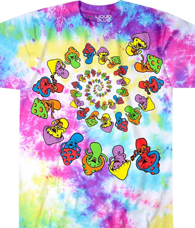 Spiral Shrooms Tie-Dye T-Shirt, Size: 2X-Large