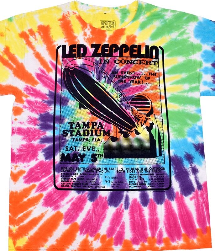 Led Zeppelin - Zeppelin Tampa Spiral Tie-Dye T-Shirt, Size: 2X-Large