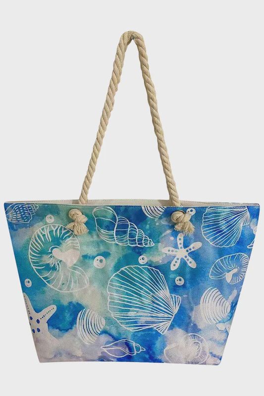 Beach Bag with Seashells &amp; Starfish By India Boutique