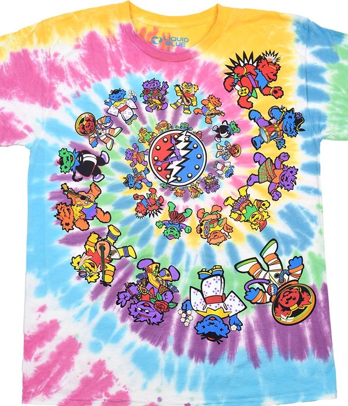 Grateful Dead Bears Through The Ages Tie-Dye T-Shirt, Size: Small