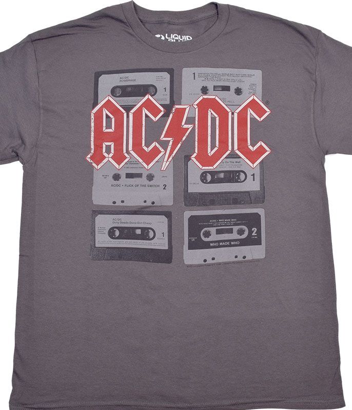AC/DC Cassettes Grey T-Shirt, Size: Small