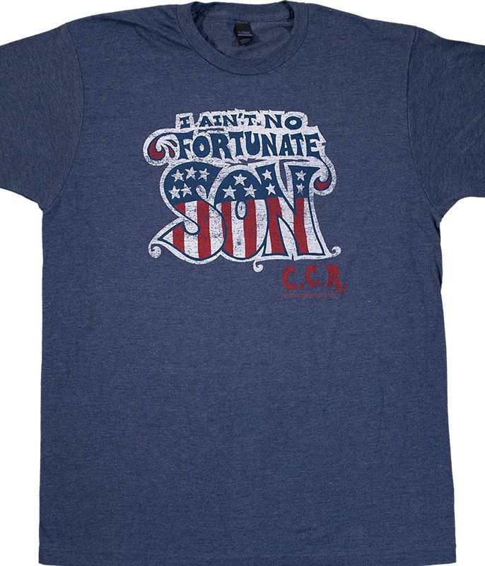 Creedence Clearwater Revival Fortunate Son Blue Poly Cotton T-Shirt, Size: Small