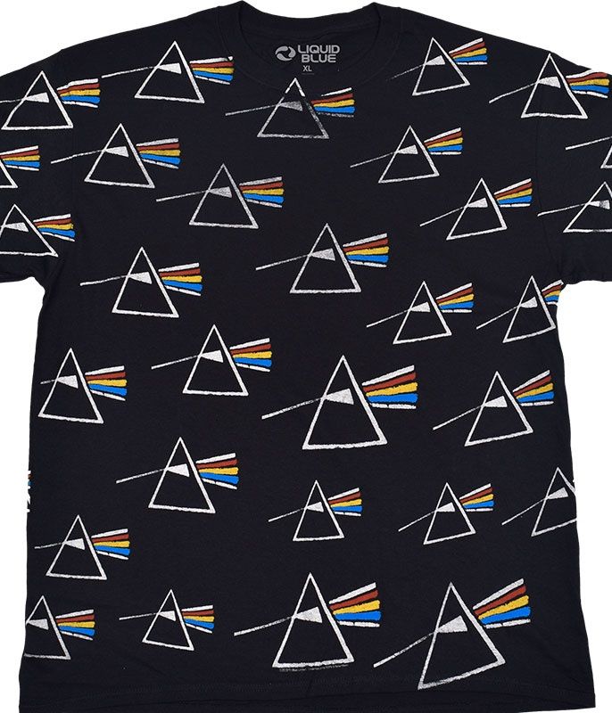 Pink Floyd Dark Side All Over Black T-Shirt, Size: Large