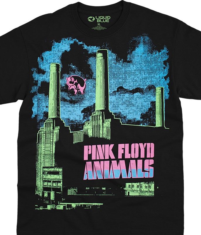 Pink Floyd Animals Blacklight Black T-Shirt, Size: Small