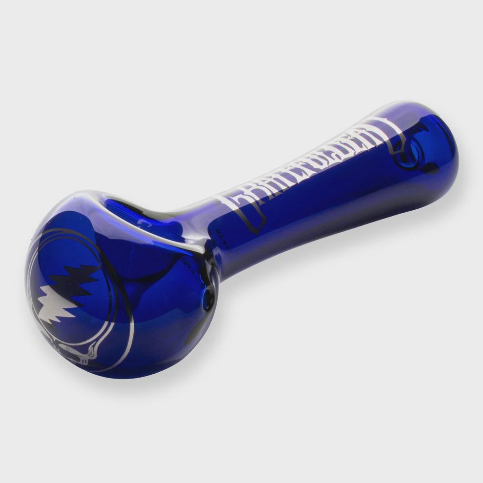 Grateful Dead GEAR Premium®  4.5" Blue &amp; Silver Steal Your Face Spoon Hand Pipe