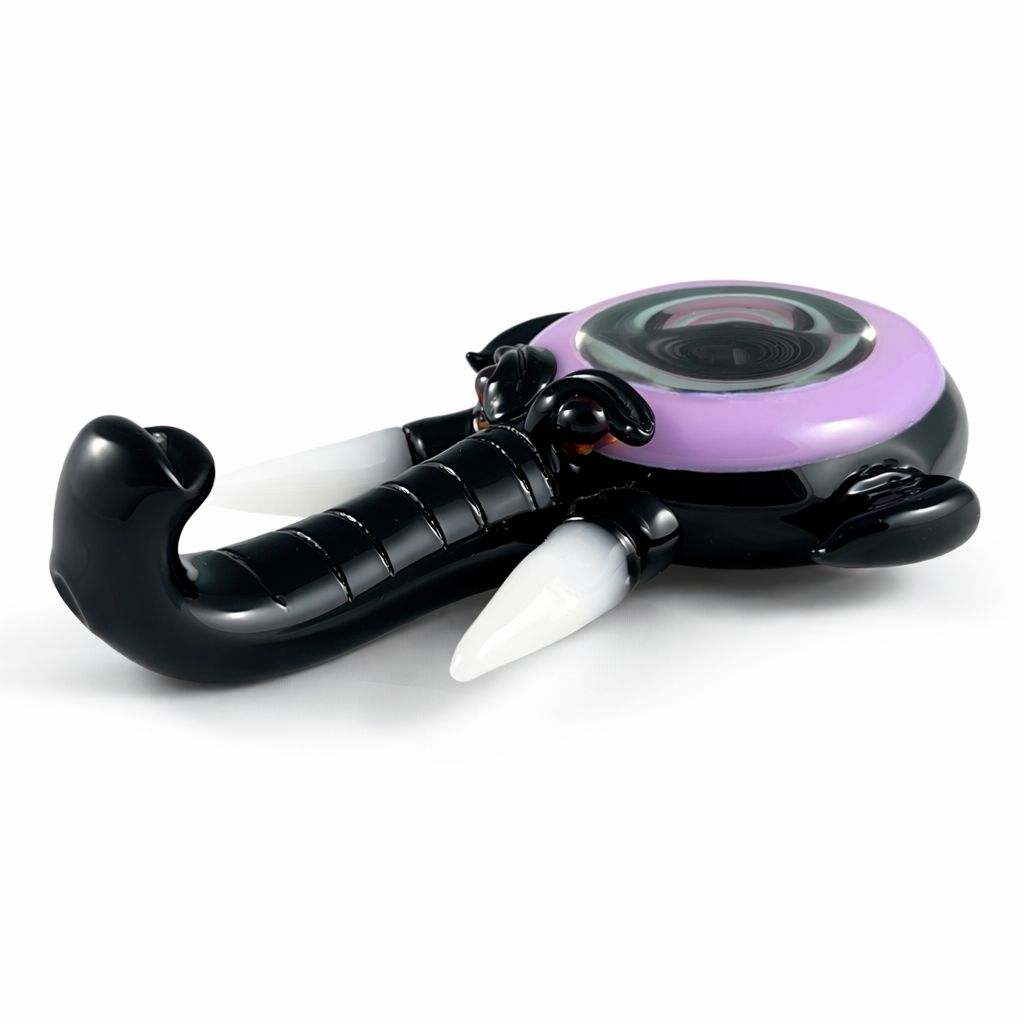 5" Elephant Head Glass Pipe, Color: Black/Slyme