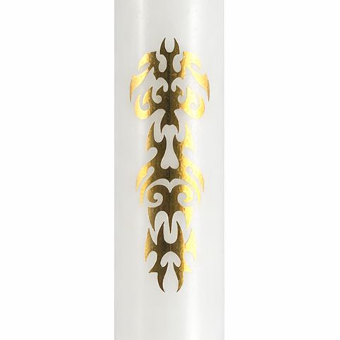 6" Gold Tribal White Steamer, Design: Tribal 1