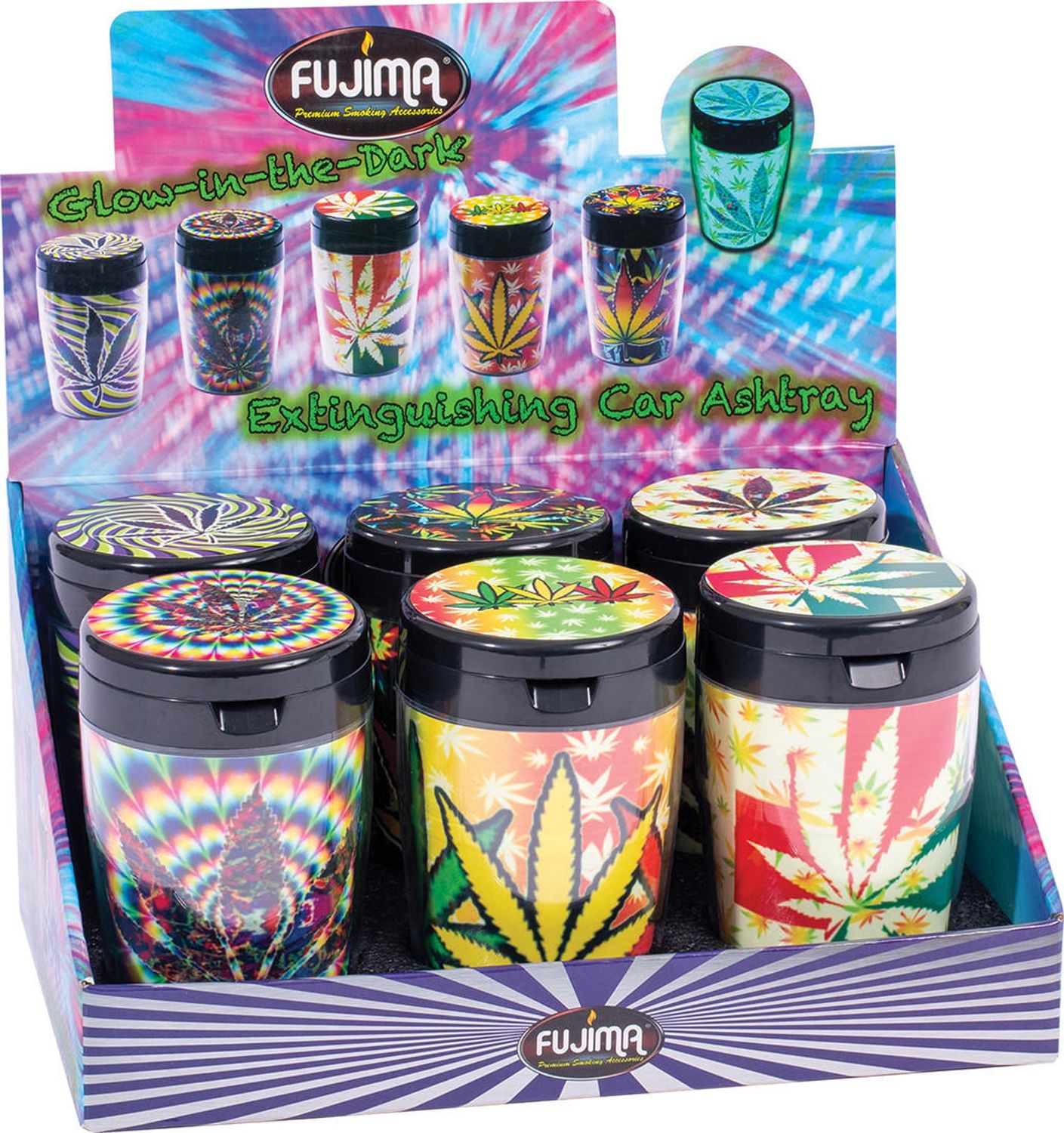 Butt Bucket Hemp Leaf Glow Ashtray by Fujima, Attribute: Glow/Leaf