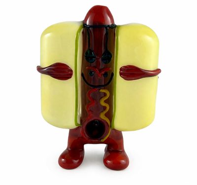 5" Happy Hot Dog Glass Pipe