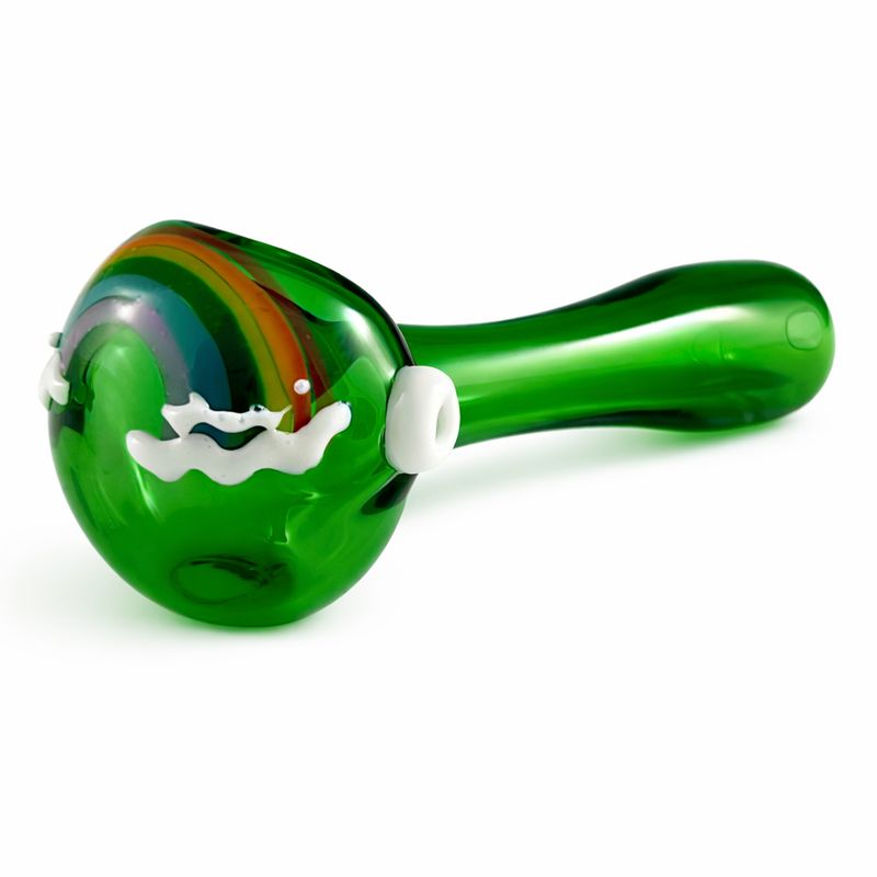4.75" Big Love Rainbow Design Green Pipe