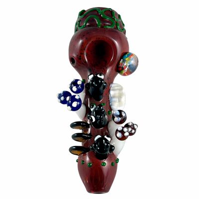 5" Forest with Owl &amp; Mushroom Glass Pipe