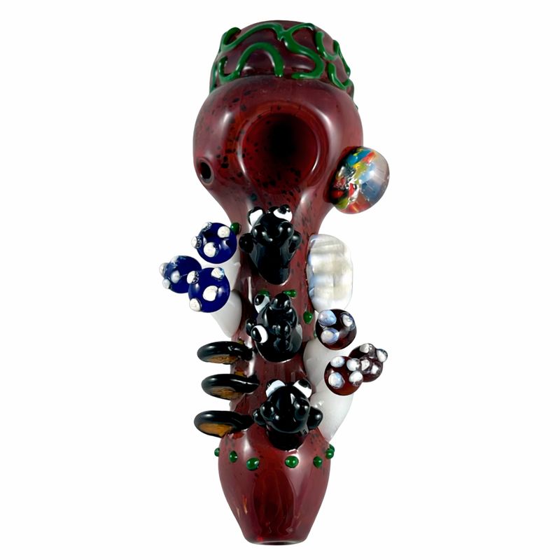 5" Forest with Owl &amp; Mushroom Glass Pipe