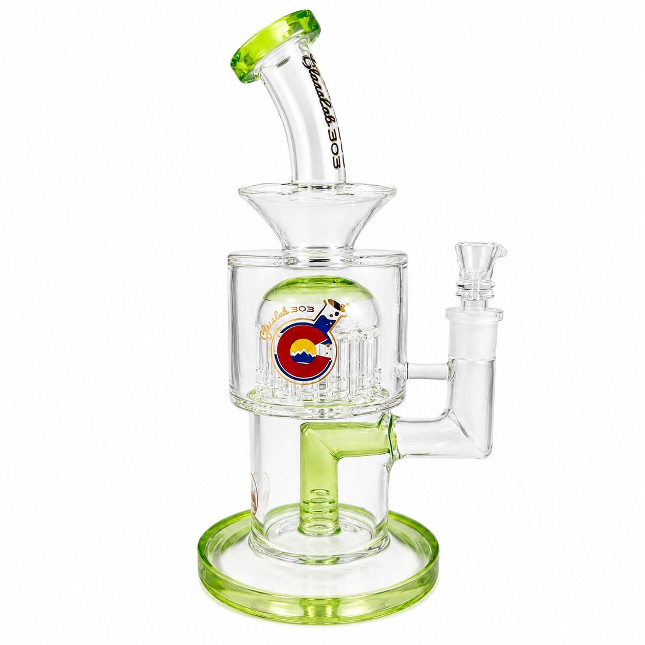 Glasslab 303 - 9.5" 75mm Fused Stem To 20 Arm Tree, Color: Lime Green