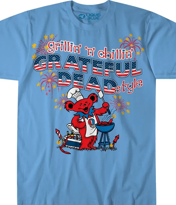 Grateful Dead Grillin n Chillin Light Blue T-Shirt