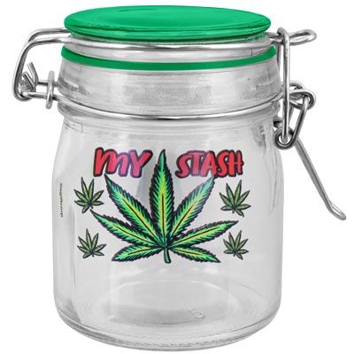 My Stash Daytona 3.5" Glass Storage Jar, Attribute: Clear, Size: 3.5"