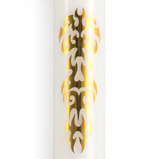 5" Gold Tribal White Jumbo Spoon, Design: Tribal 1