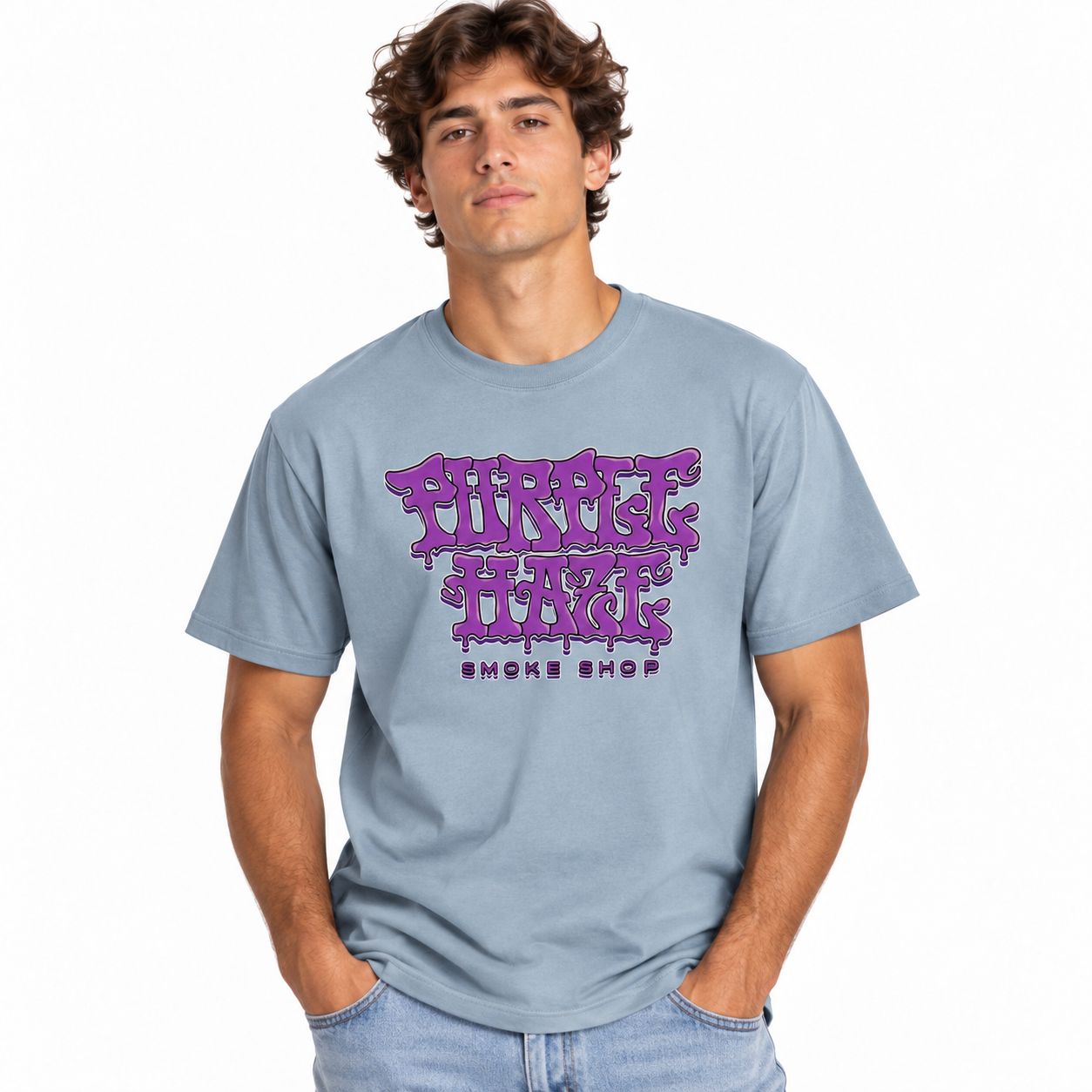 Purple Haze Drip Logo T-Shirt, Color: Stone Wash, Size: 2X-Large
