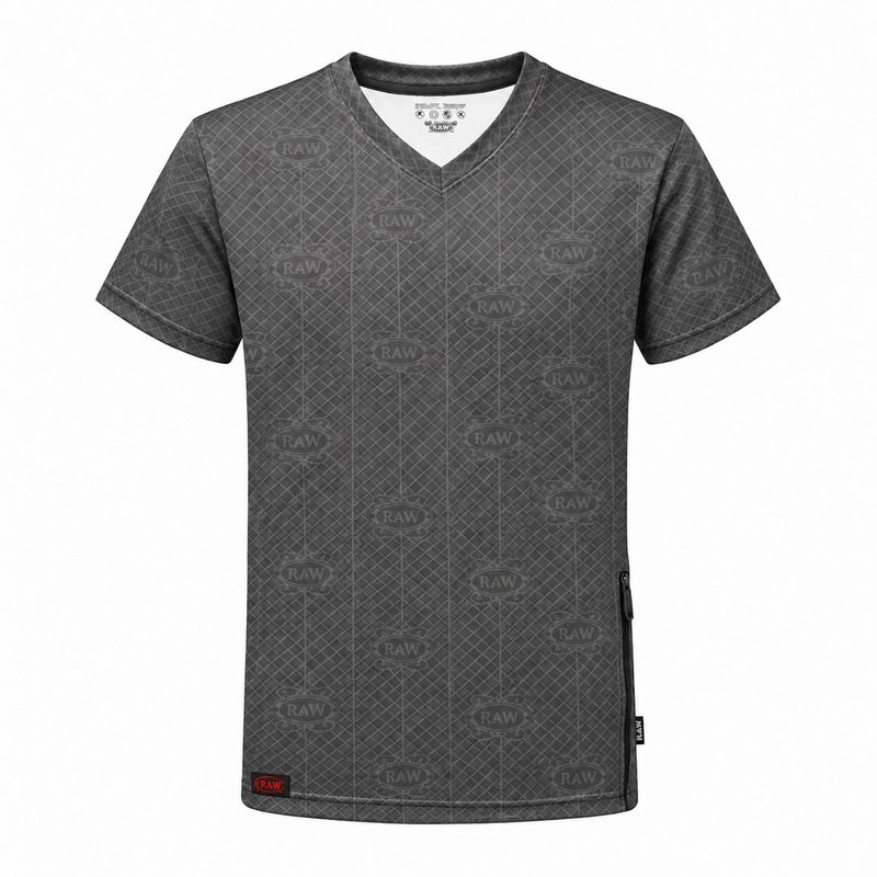 RP x RAW Status Watermark w/ Side Zipper Pocket Grey T-Shirt