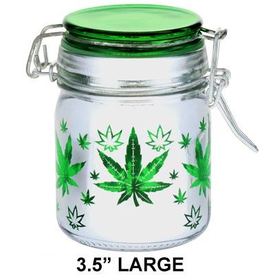 Pot Leaf Daytona 3.5" Glass Storage Jar, Size: 3.5"